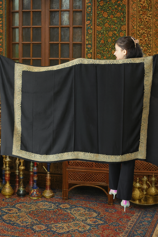 Kashmiri Traditional Pure Pashmina Fabric With Handicraft Pure Tilla Work (Shawl)