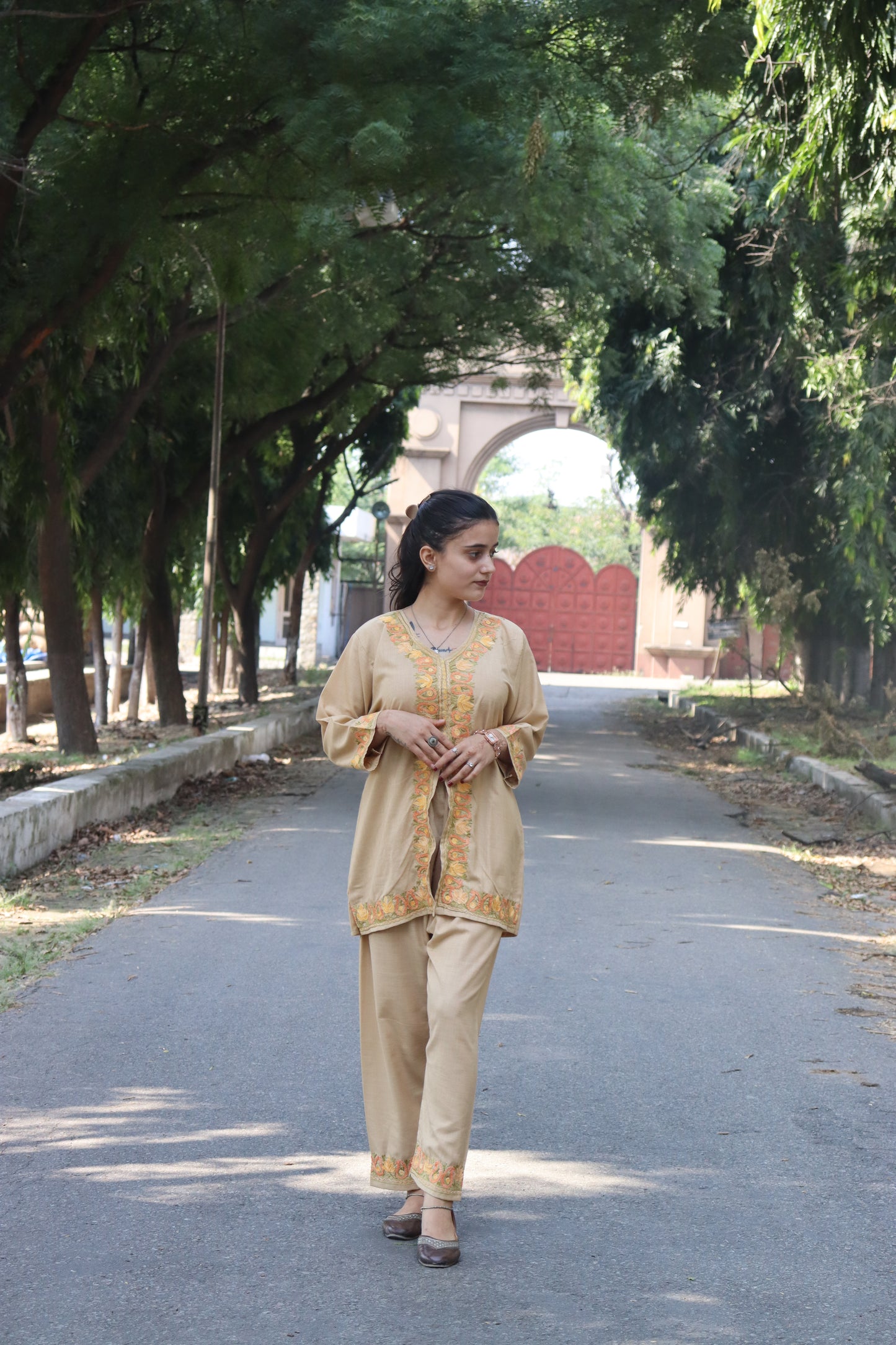 Kashmiri Traditional Cotton Fabric With Handicraft Aari Workk (Co-ord set)s
