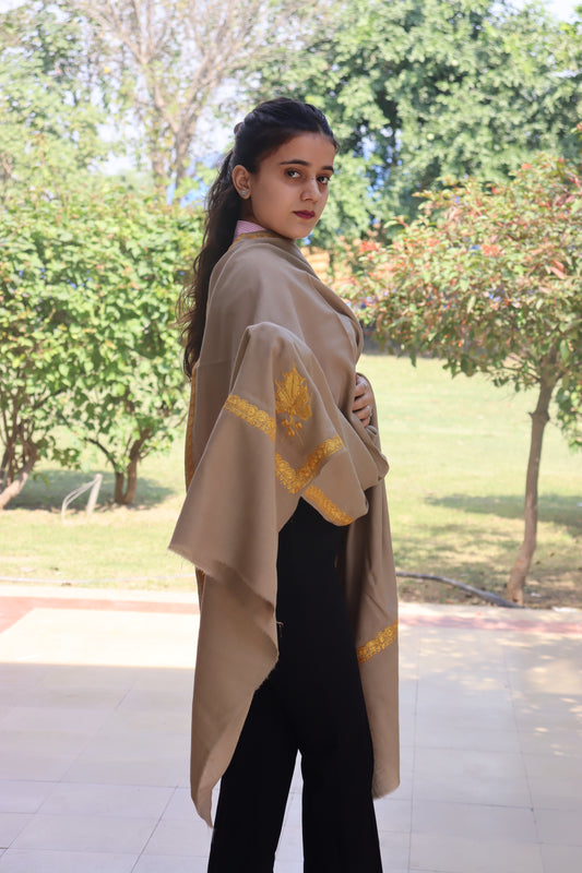 Kashmiri Traditional Pashmina Fabric With Handicraft Tilla Work (shawl)