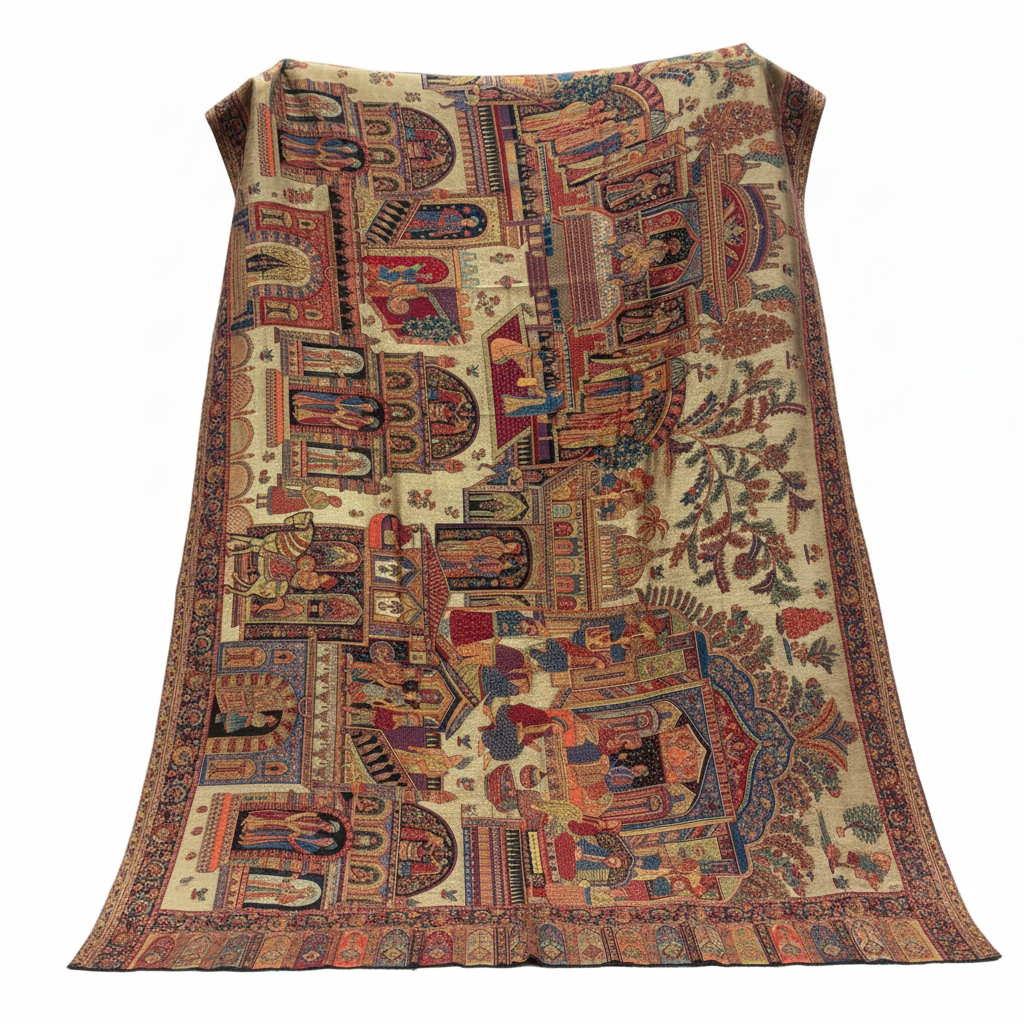 Pure Pashmina Kashmiri Traditional Shawls with Handicraft Work