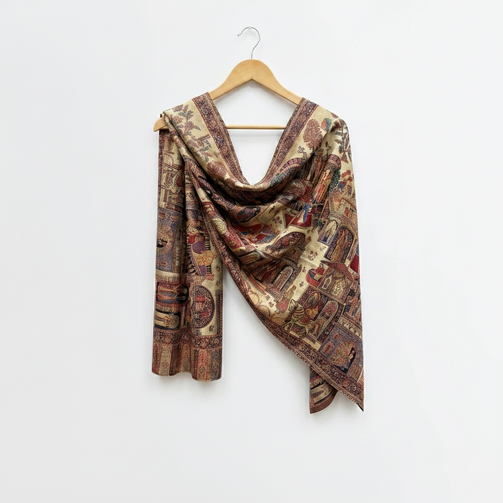 Pure Pashmina Kashmiri Traditional Shawls with Handicraft Work