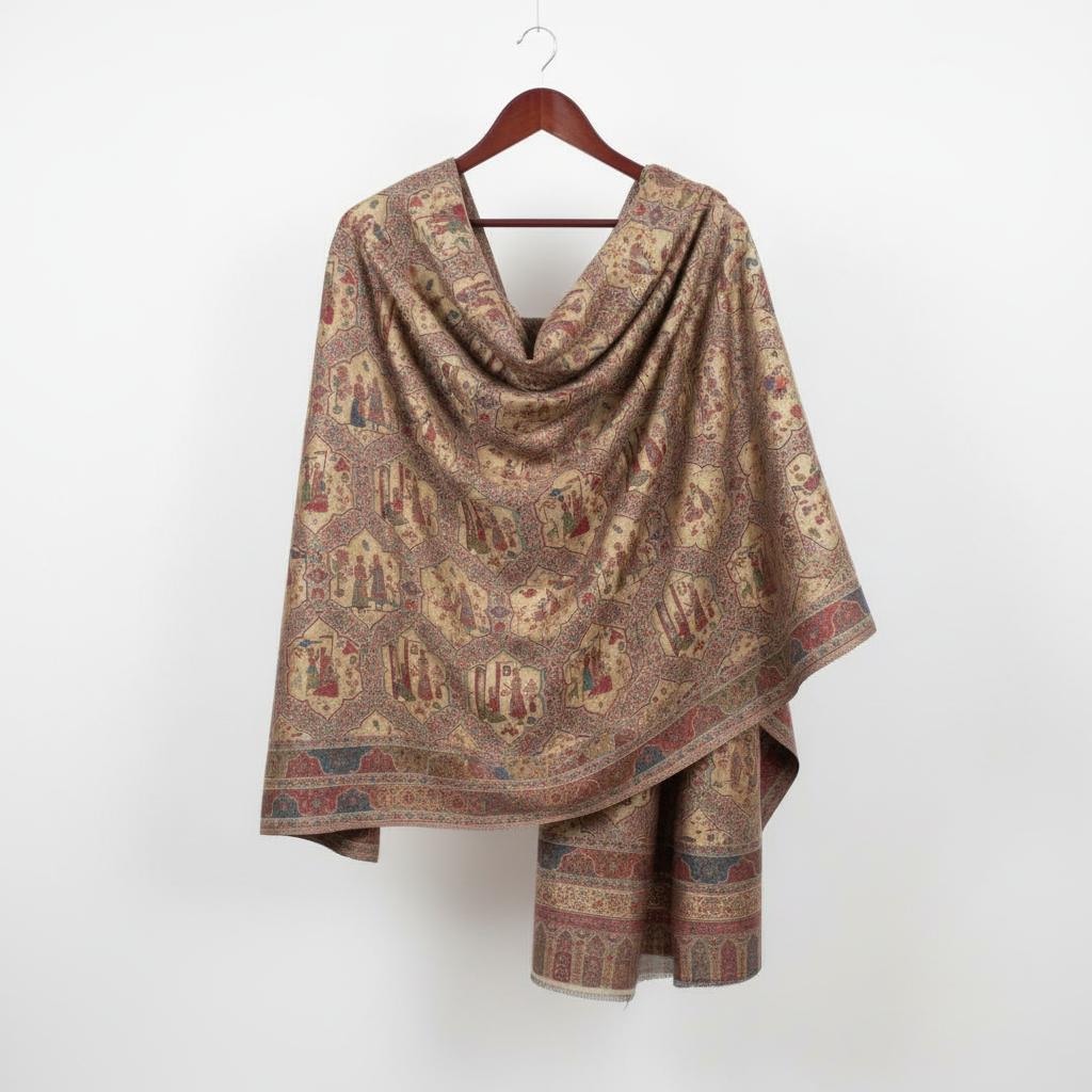 Pure Pashmina Kashmiri Traditional Shawls with Handicraft Work